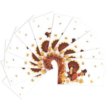 WDF 100 Pack Thanksgiving Napkins Paper - 3ply Fall Paper Napkins with Turkey Autumn Leaves 15.8 x 1...