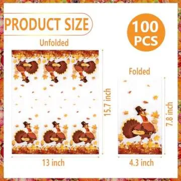 WDF 100 Pack Thanksgiving Napkins Paper - 3ply Fall Paper Napkins with Turkey Autumn Leaves 15.8 x 13 Inches Folded Fall Dinner Napkins Tableware Decor