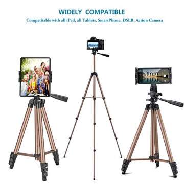 IPad Tripod Stand Universal Tablet Phone Mount Holder 51in Lightweight with Bluetooth Remote for iPa...