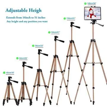 IPad Tripod Stand Universal Tablet Phone Mount Holder 51in Lightweight with Bluetooth Remote for iPad Pro 12.9 11 10.5,iPad Air Mini,Surface Tab,Galaxy Tab and 3.5 to 13.5in iPhone Tablet - Champagne
