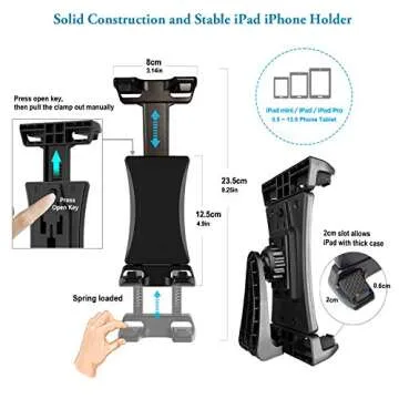 IPad Tripod Stand Universal Tablet Phone Mount Holder 51in Lightweight with Bluetooth Remote for iPad Pro 12.9 11 10.5,iPad Air Mini,Surface Tab,Galaxy Tab and 3.5 to 13.5in iPhone Tablet - Champagne