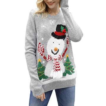 Pink Queen Women's Ugly Christmas Xmas Pullover Sweater Jumper Snowman XL