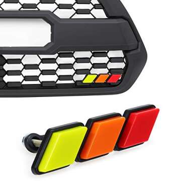 VZ4X4 Tri-Color Grille Badge Emblem Decoration Accessories Car Truck Label Fit for Tacoma 4Runner Tundra Sequoia Rav4 Highlander