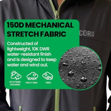 COR Surf Men's Packable Travel Rain Jacket with Secret Pockets