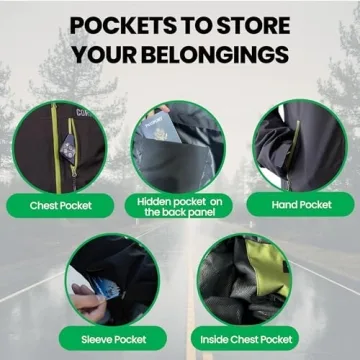 COR Surf Men's Packable Travel Rain Jacket with Secret Pockets