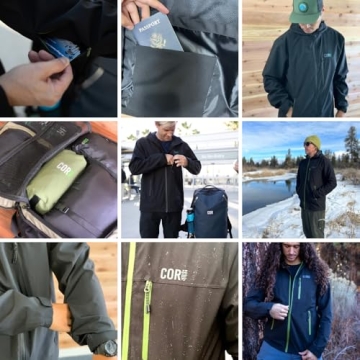 COR Surf Men's Packable Travel Rain Jacket with Secret Pockets