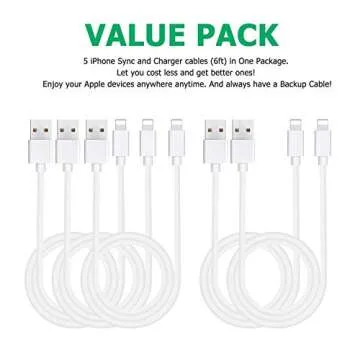 Atill Lightning Cable 5Pack 6FT iPhone Charger for All Models