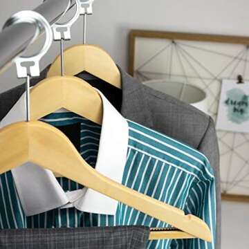 HANGERWORLD Wooden Security Clothes Hangers - 10 Pack