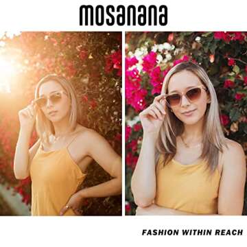 mosanana Women's Retro Cat Eye Sunglasses, Light Brown, 100% UV Protection, Comfortable and Durable