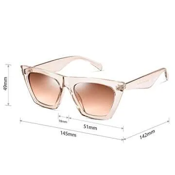mosanana Women's Retro Cat Eye Sunglasses, Light Brown, 100% UV Protection, Comfortable and Durable