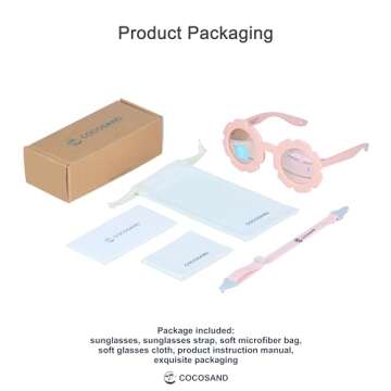 COCOSAND Flower Polarized Toddler Sunglasses with Strap for Little Kids Girls 2-6 Year Old