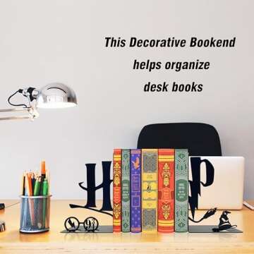 CYZJPRVN Decorative Bookends for Bookshelf, Unique Gifts for Family Friends Kids, Black Magic Book Stopper, Study Room Home Office Decor, 20240321