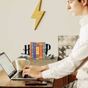 CYZJPRVN Decorative Bookends for Bookshelf, Unique Gifts for Family Friends Kids, Black Magic Book Stopper, Study Room Home Office Decor, 20240321