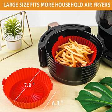 Air Fryer Silicone Pot - Air Fryer Oven Accessories - Replacement for Flammable Parchment Liner Paper - No Need to Clean the Air Fryer(Top: 7.8 inches - Bottom: 6.3 inches)(For 3 to 5 QT)