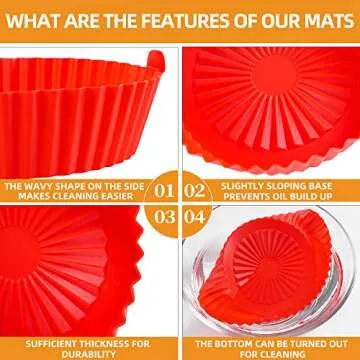 Air Fryer Silicone Pot - Air Fryer Oven Accessories - Replacement for Flammable Parchment Liner Paper - No Need to Clean the Air Fryer(Top: 7.8 inches - Bottom: 6.3 inches)(For 3 to 5 QT)