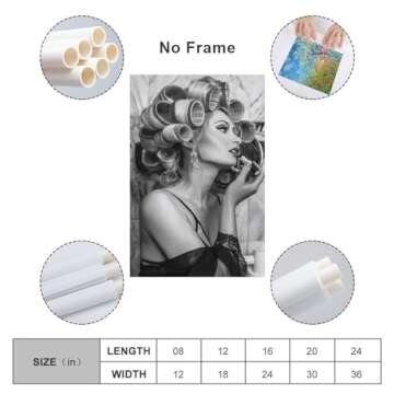 Ydqkxm Black And White Posters Retro Hair Salon Retro Hairstyle Curls Beauty Curler Canvas Wall Art ...