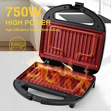 MONXOOK 750W Panini Press with Non-Stick Plates for Quick Cooking