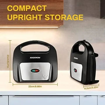 MONXOOK 750W Panini Press with Non-Stick Plates for Quick Cooking