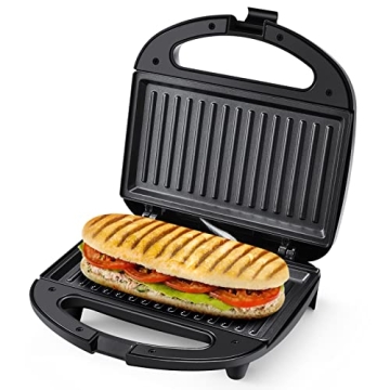 MONXOOK 750W Panini Press with Non-Stick Plates for Quick Cooking