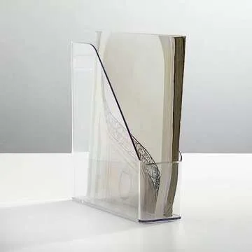 mDesign Plastic Slim Vertical File Folder Storage Organizer Bin - Clear, Multi-Purpose for Home & Of...