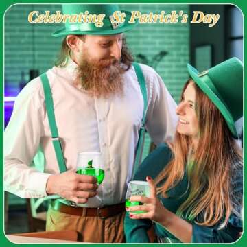 Zhehao 12 Pcs St Patrick's Day Wine Glass 12oz Shamrock Stemless Wine Glasses St Patrick's Day Stemless Glass Happy St Patrick's Day Tumbler Cups Drinking Cups for Party Event Gifts