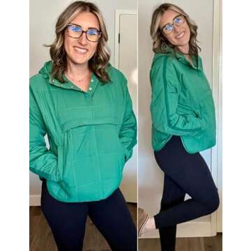 AICHARMWA Women's Oversized Lightweight Quilted Pullover Puffer Jacket