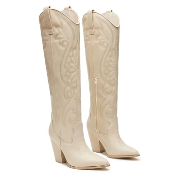 VOMIRA Stylish Knee High Cowboy Boots for Women