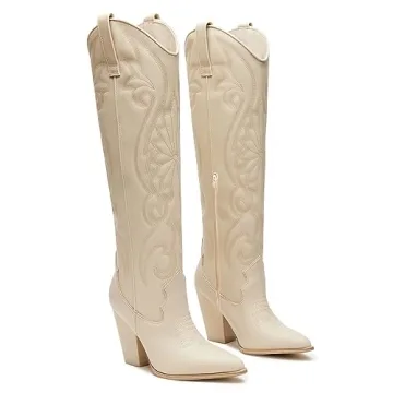 VOMIRA Stylish Knee High Cowboy Boots for Women