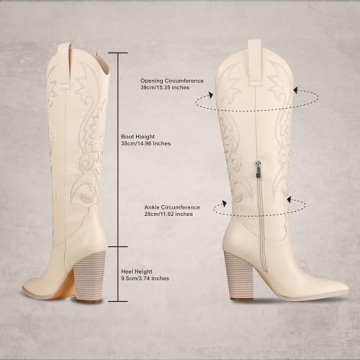 VOMIRA Stylish Knee High Cowboy Boots for Women