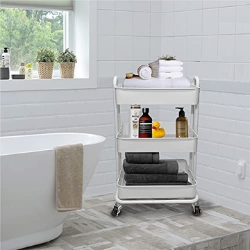 3 Tier Heavy Duty Metal Utility Craft Storage Cart with Wheels