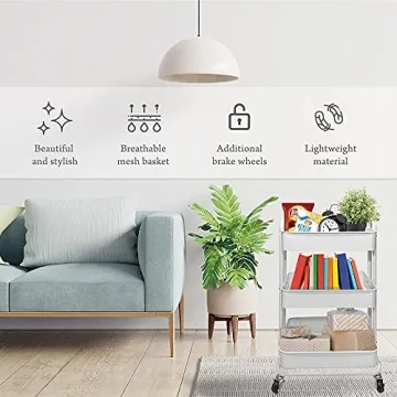 3 Tier Heavy Duty Metal Utility Craft Storage Cart with Wheels