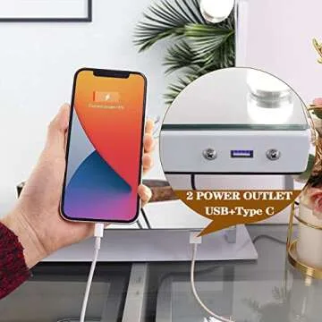 Leishe Vanity Mirror with Lights and Bluetooth Rotated Hollywood Mirror with Lights and 10X Magnification Mirror,Large Makeup Mirror with 15 Dimming LED Bulbs and Type C Charging Port (22×18 Inch)…