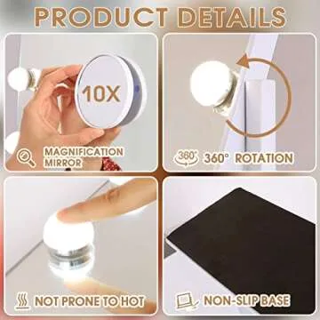 Leishe Vanity Mirror with Lights and Bluetooth Rotated Hollywood Mirror with Lights and 10X Magnification Mirror,Large Makeup Mirror with 15 Dimming LED Bulbs and Type C Charging Port (22×18 Inch)…