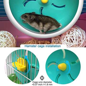 lazYYzal Hamster Silent Wheel, Super-Silent Small Animal Exercise Wheel Accessories, Quiet Hamster Running Wheels with Adjustable Stand for Hamsters,Gerbils,Mice, Small Pet 7in (Blue A)