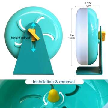 lazYYzal Hamster Silent Wheel, Super-Silent Small Animal Exercise Wheel Accessories, Quiet Hamster Running Wheels with Adjustable Stand for Hamsters,Gerbils,Mice, Small Pet 7in (Blue A)