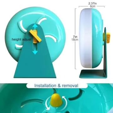 lazYYzal Hamster Silent Wheel, Super-Silent Small Animal Exercise Wheel Accessories, Quiet Hamster Running Wheels with Adjustable Stand for Hamsters,Gerbils,Mice, Small Pet 7in (Blue A)