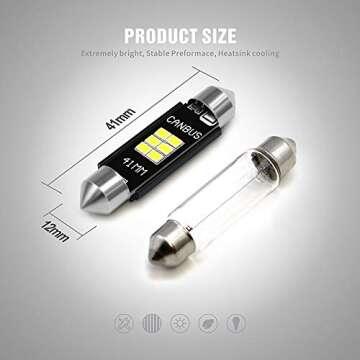 SIR IUS LED 578 light bulb festoon white Bright 400 Lumens 3020 Chipset Canbus Error Free bulb for Interior Car Truck License Plate Dome Trunk Courtesy 41MM 211-2 569 6000K