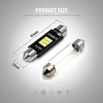 SIR IUS LED 578 light bulb festoon white Bright 400 Lumens 3020 Chipset Canbus Error Free bulb for Interior Car Truck License Plate Dome Trunk Courtesy 41MM 211-2 569 6000K