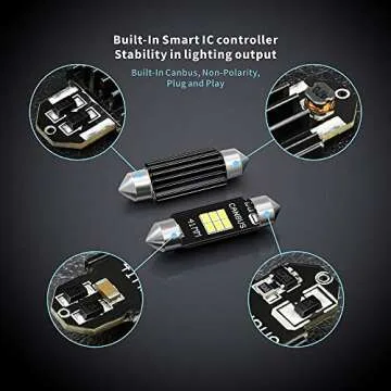 SIR IUS LED 578 light bulb festoon white Bright 400 Lumens 3020 Chipset Canbus Error Free bulb for Interior Car Truck License Plate Dome Trunk Courtesy 41MM 211-2 569 6000K