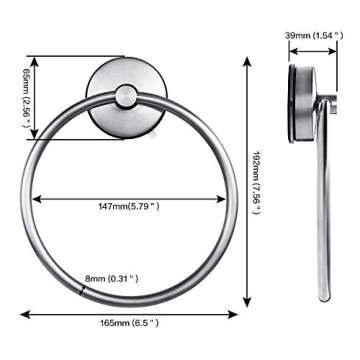 JOMOLA Suction Cup Towel Ring Washcloth Holder for Bathroom Shower Drill Free Kitchen Sink Hand Towe...