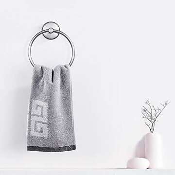 JOMOLA Suction Cup Towel Ring Washcloth Holder for Bathroom Shower Drill Free Kitchen Sink Hand Towel Round Holder Storage Hanger Stainless Steel Brushed Finish