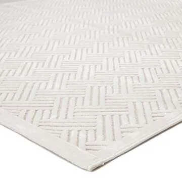 Jaipur Living 9x12 Soft Large Area Rug - Elegant White/Natural Herringbone Design