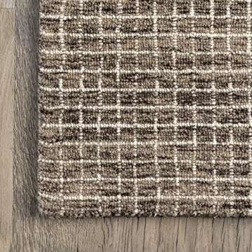 Melrose Checked Wool Area Rug - Farmhouse Brown/Ivory 8x10