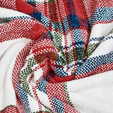 Amazon Basics Plaid Throw Blanket - 50 x 60 Inch, Red Cream