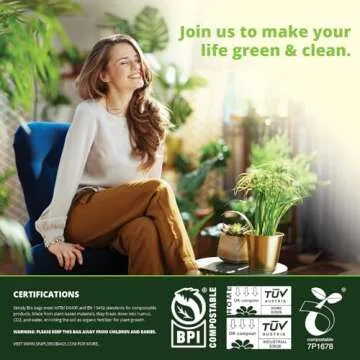 Simply Bio 13 Gallon Compostable Trash Bags Liners Drawstring, Heavy Duty Extra Thick 1 Mil, 49.21 Liter, 30 Bags, Tall Kitchen Food Scrap Waste Bag, ASTM D6400, US BPI and OK Compost Home Certified