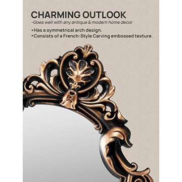 OMIRO Decorative Wall Mirror of Antique Bronze Shield Shape, 16" L x 11" W