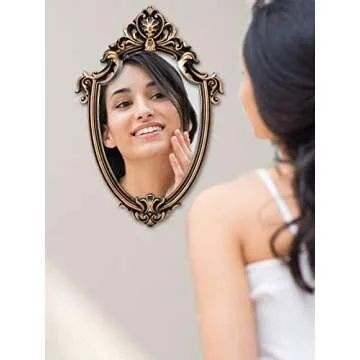 OMIRO Decorative Wall Mirror of Antique Bronze Shield Shape, 16" L x 11" W