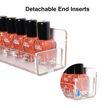 BTremary Acrylic Nail Polish Wall Mounted Holder Paint Organizer Storage Rack Clear 6 Pack Hanging Nail Polish Shelf Floating Wall Mount Hold up to 96 Bottles.