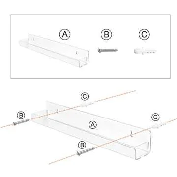 BTremary Acrylic Nail Polish Wall Mounted Holder Paint Organizer Storage Rack Clear 6 Pack Hanging Nail Polish Shelf Floating Wall Mount Hold up to 96 Bottles.