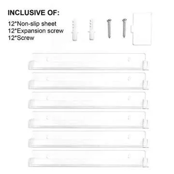 BTremary Acrylic Nail Polish Wall Mounted Holder Paint Organizer Storage Rack Clear 6 Pack Hanging Nail Polish Shelf Floating Wall Mount Hold up to 96 Bottles.